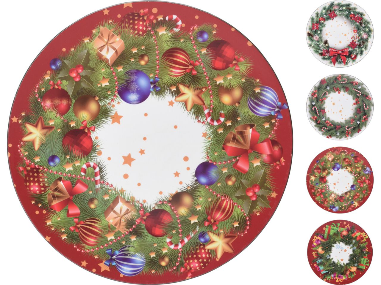 Sottopiatto natalizio in plastica misura 33cm in 4 assortimenti