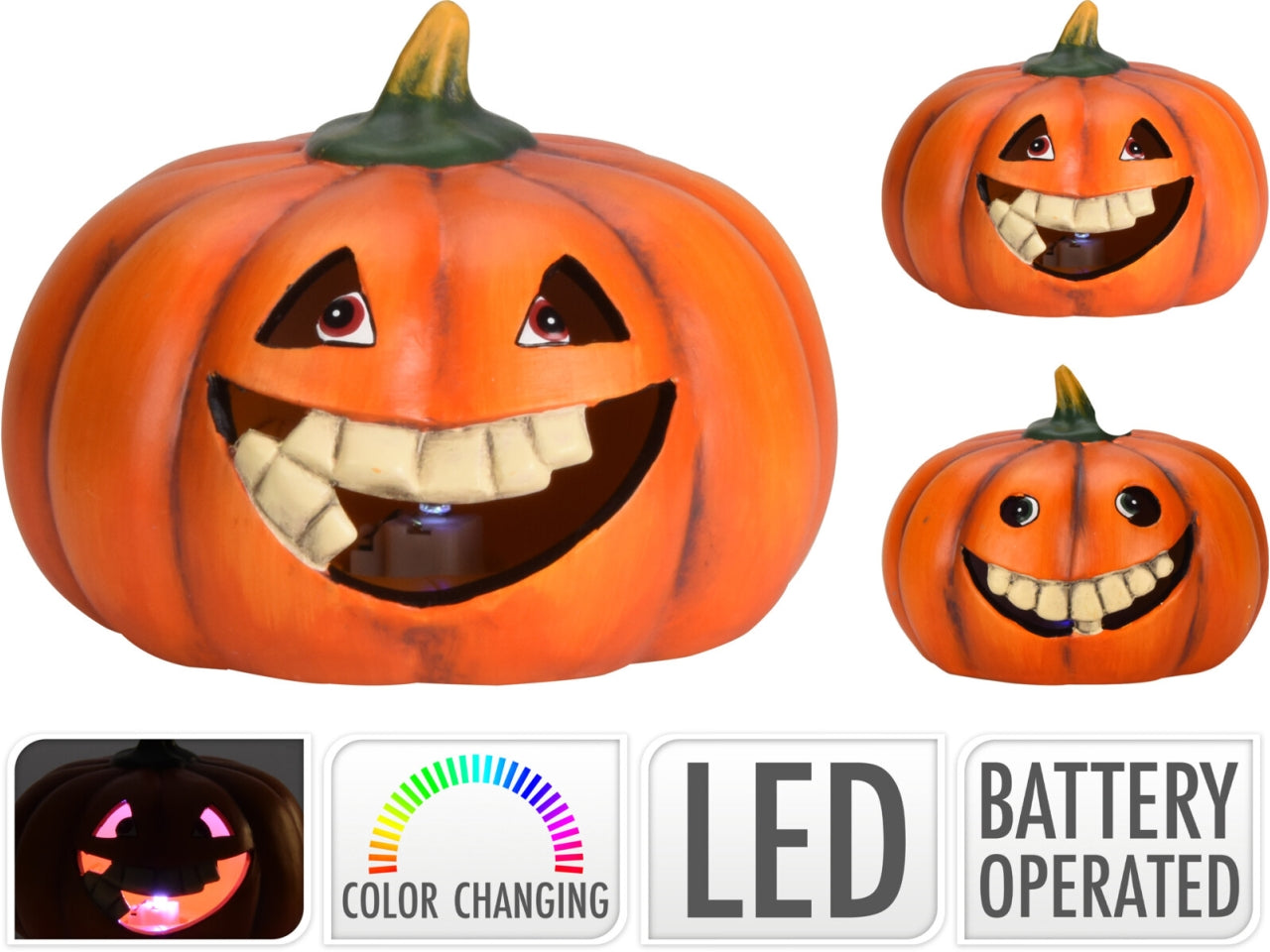 Zucca decorativa per halloween con led 13cm in 2 assortimenti