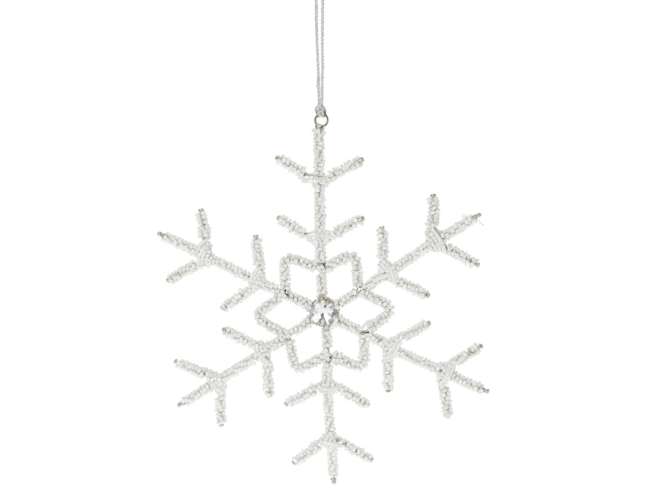 Pendente fiocco di neve con perline 21cm in 4 assortimenti