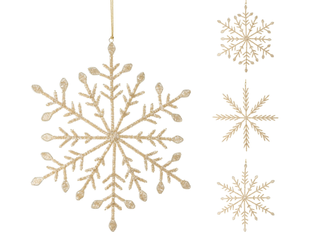 Pendente fiocco di neve con perline 35cm