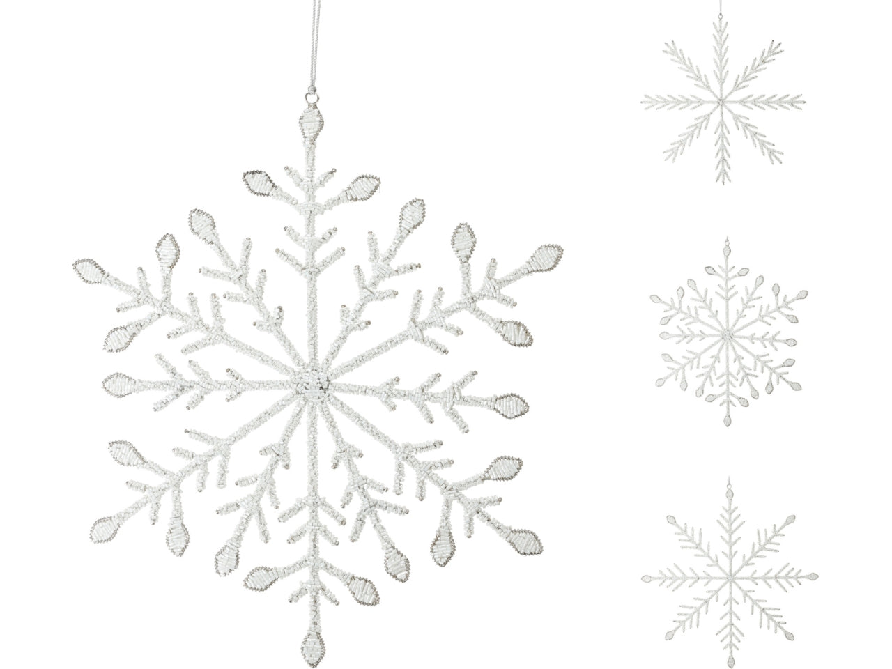 Pendente fiocco di neve con perline 35cm