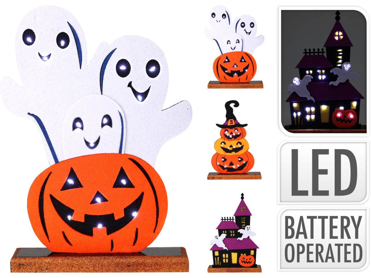 Figura halloween con led 46cm in 3 modelli assortiti