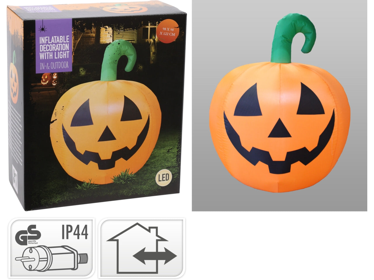 Zucca decorativa per halloween gonfiabile 122cm