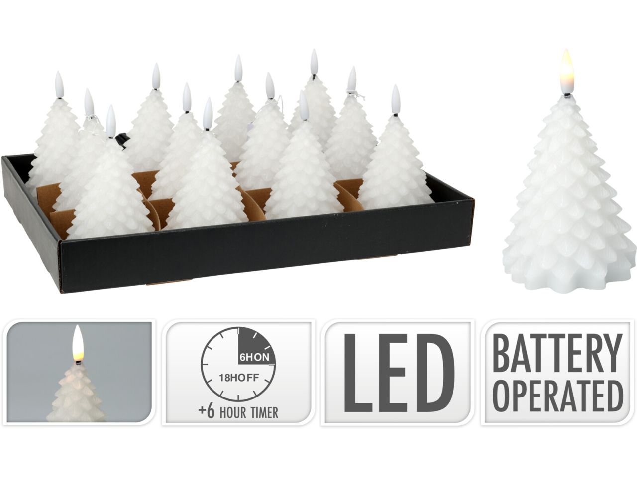Candela albero di natale con led misura 11cm colore bianco a batteria