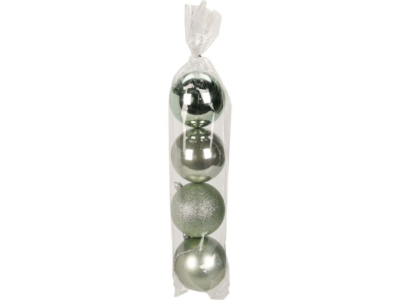 Palla di natale misura 80mm colore verde chiaro - la confezione comprende 5 palle di natale