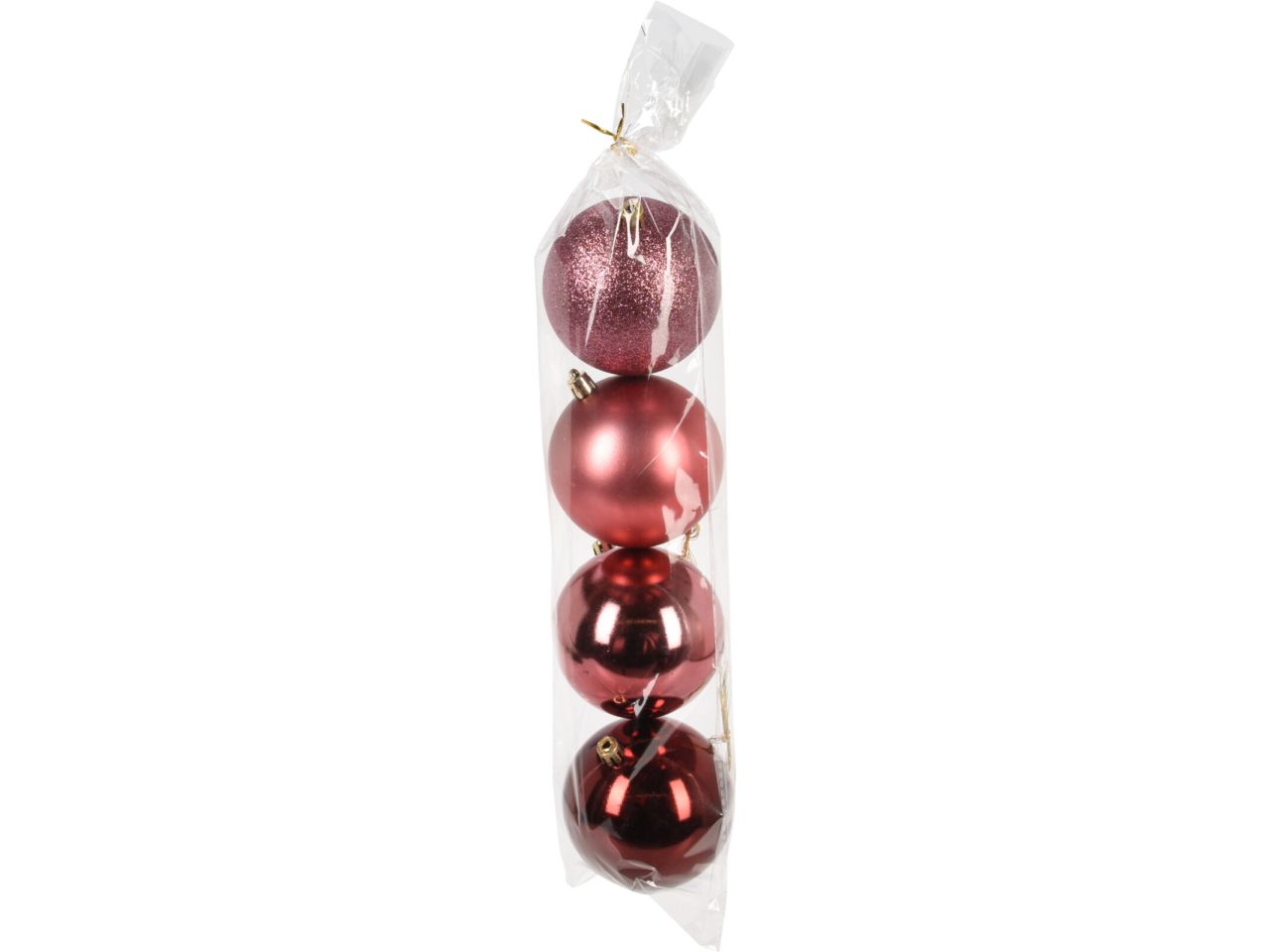 Palla di natale misura 80mm colore rosa scuro - la confezione comprende 5 palle di natale