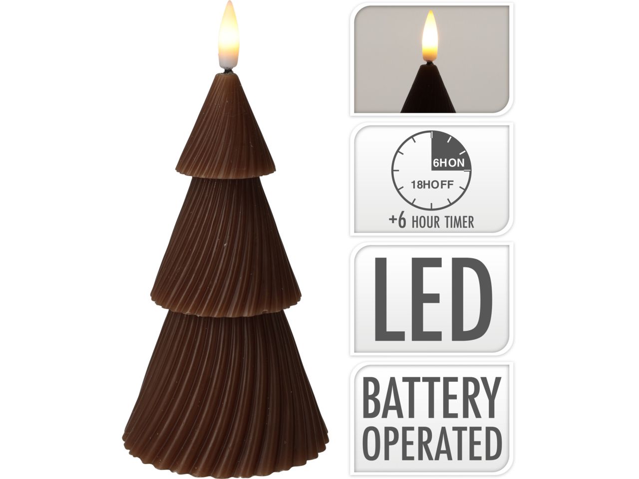 Candela albero di natale con led misura 11cm colore beige a batteria