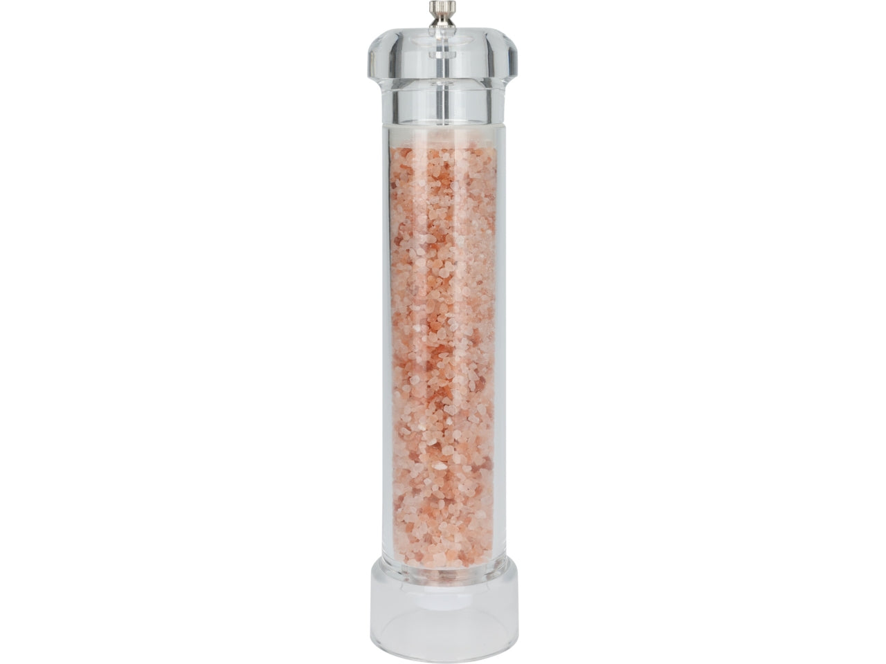 Macina sale in plastica stile moderno trasparente con sale rosa grosso, capacità 500g - 7,5x32 cm - Koopman