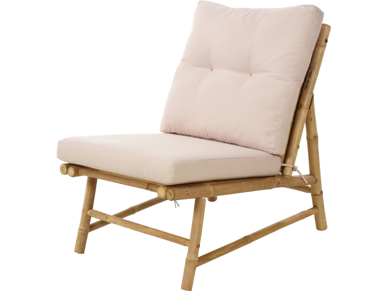 Poltrona da esterno in metallo simil bamboo ecrù e avorio 55x76x76 cm stile jungle - Koopman
