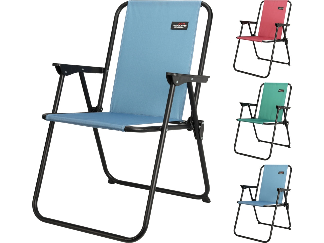 Sedia pieghevole in acciaio e tessuto verde, rosso, blu ideale per camper e camping - 45x45x75 cm - Koopman
