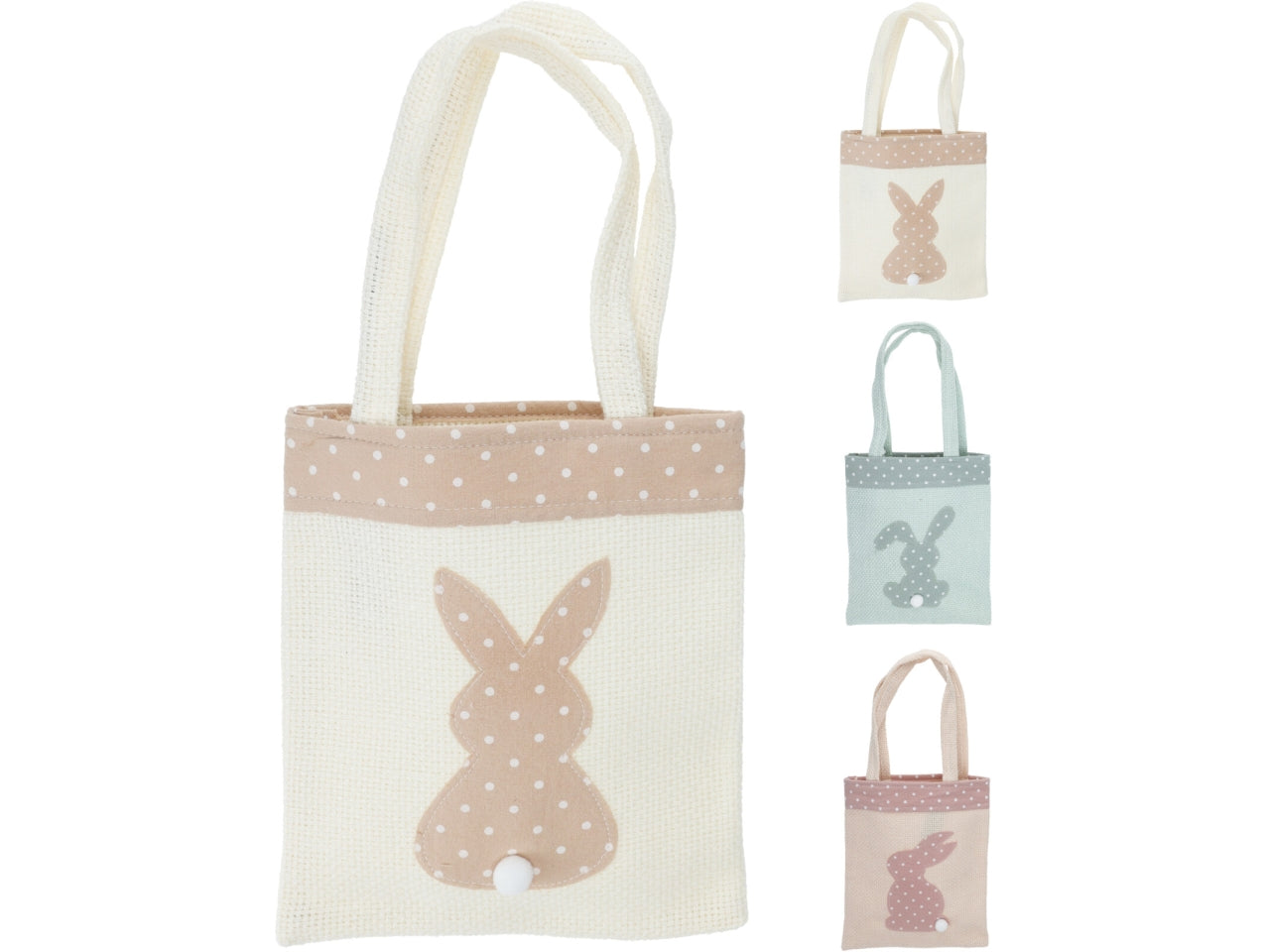 Borsa in tessuto con coniglio misura 21cm in 4 assortimenti