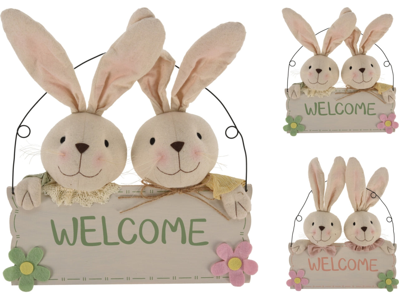 Conigli in tessuto welcome misura 43cm in 2 assortimenti