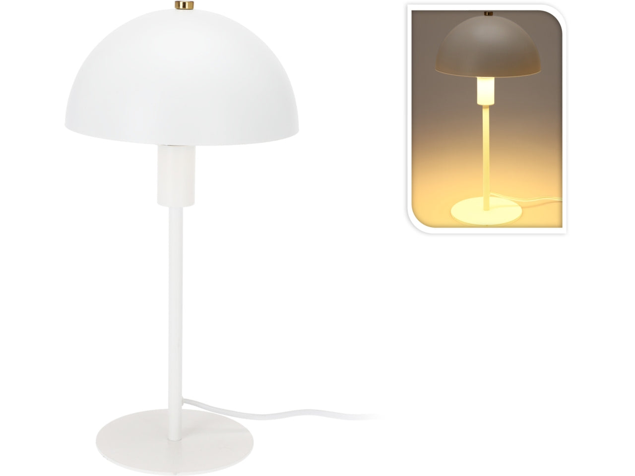 Lampada da tavolo metal misura 18x36cm colore off white