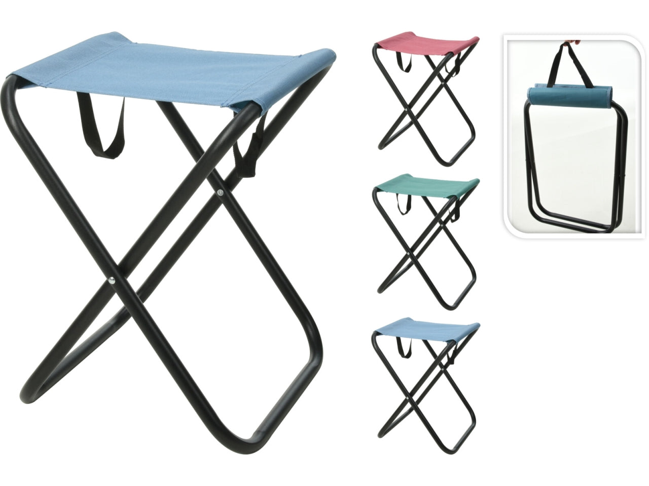 Seggiolino pieghevole in ferro e tessuto colori assortiti camping e tempo libero  - 30x30x60 cm - Koopman