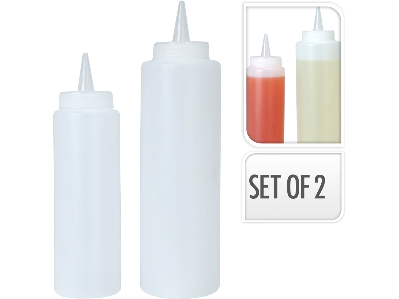 Set 2 bottiglie in plastica per salse bianco satinato - 250 ml 400 ml - Koopman