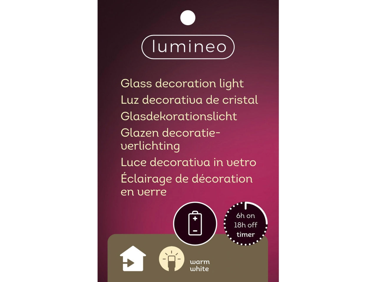 Alberello in vetro con microled d.10,5x19,5cm a batteria verde