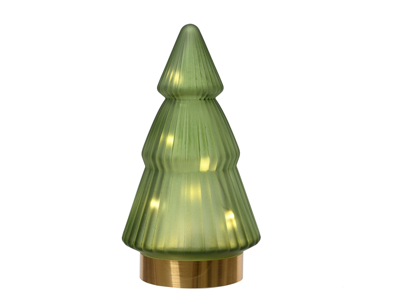 Alberello in vetro con microled d.10,5x19,5cm a batteria verde
