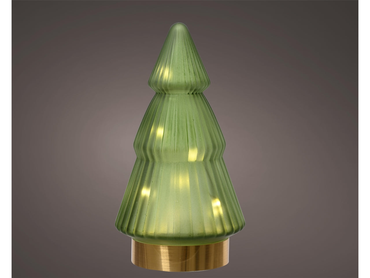 Alberello in vetro con microled d.10,5x19,5cm a batteria verde