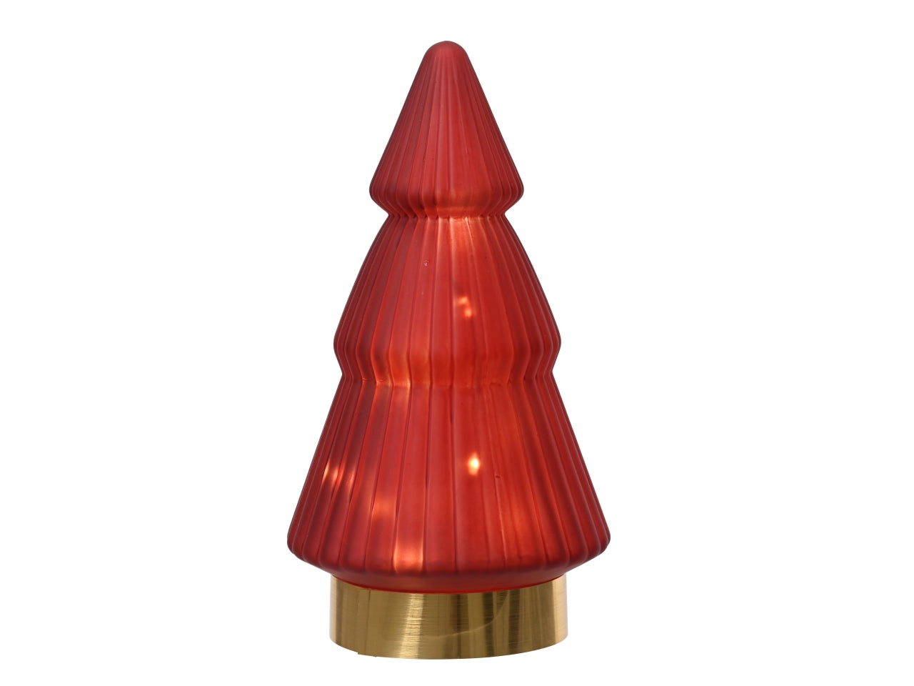 Alberello in vetro con microled d.10,5x19,5cm a batteria rosso