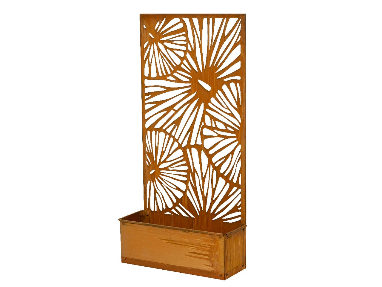 Frangivista con fioriera in metallo per esterno 57x21cm x altezza 118cm colore ruggine