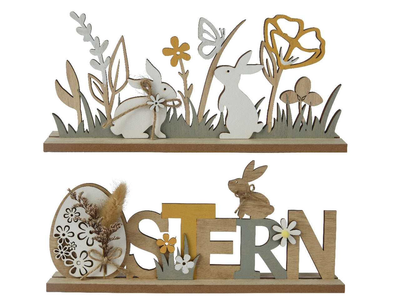 Decorazione pasquale su base di compensato 4x30cm x altezza 14cm in 2 design assortiti