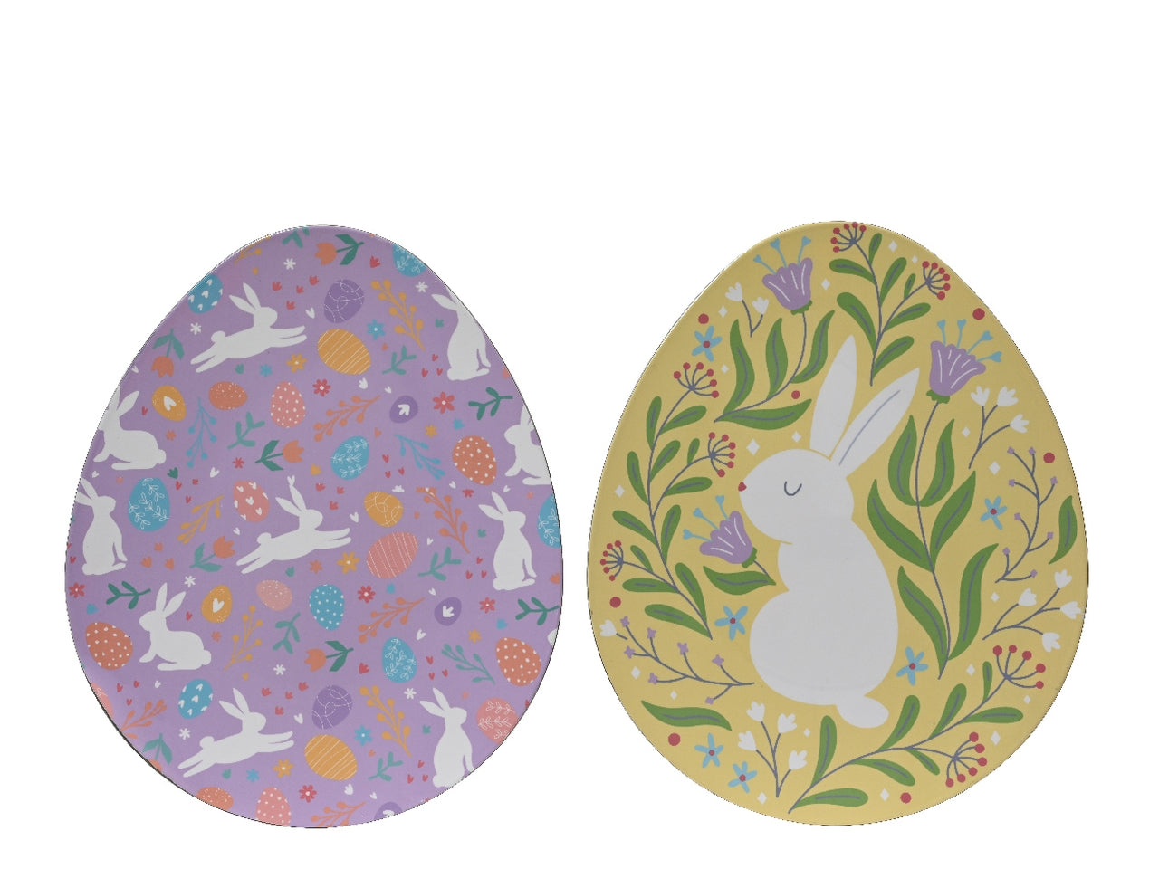 Piatto decorativo pasquale in plastica con decoro in ecopelle misure 1x29x35cm in 2 design assortiti