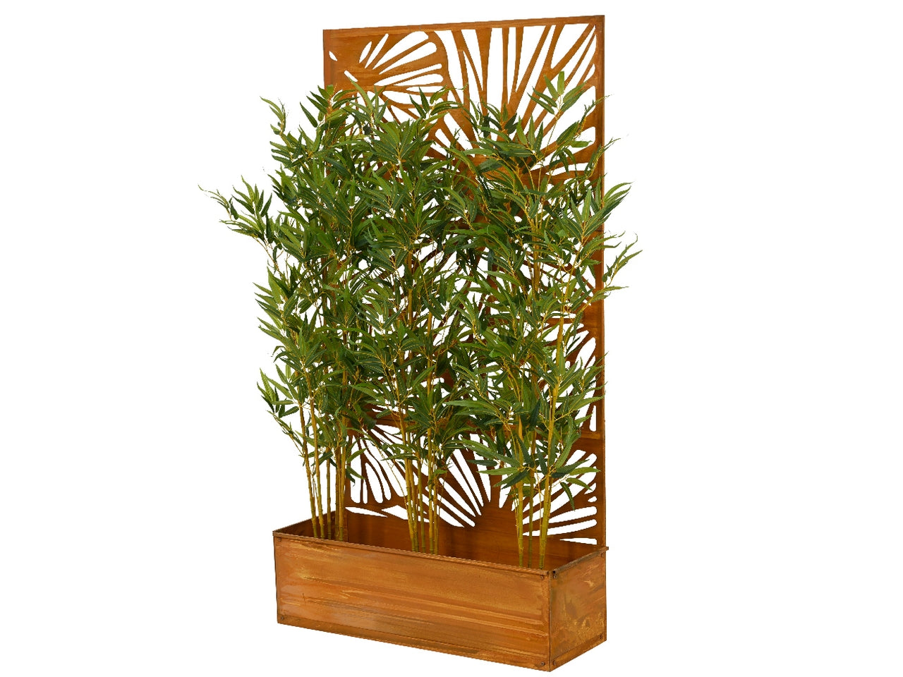 Frangivista con fioriera in metallo per esterno 92x32cm x altezza 173cm colore ruggine
