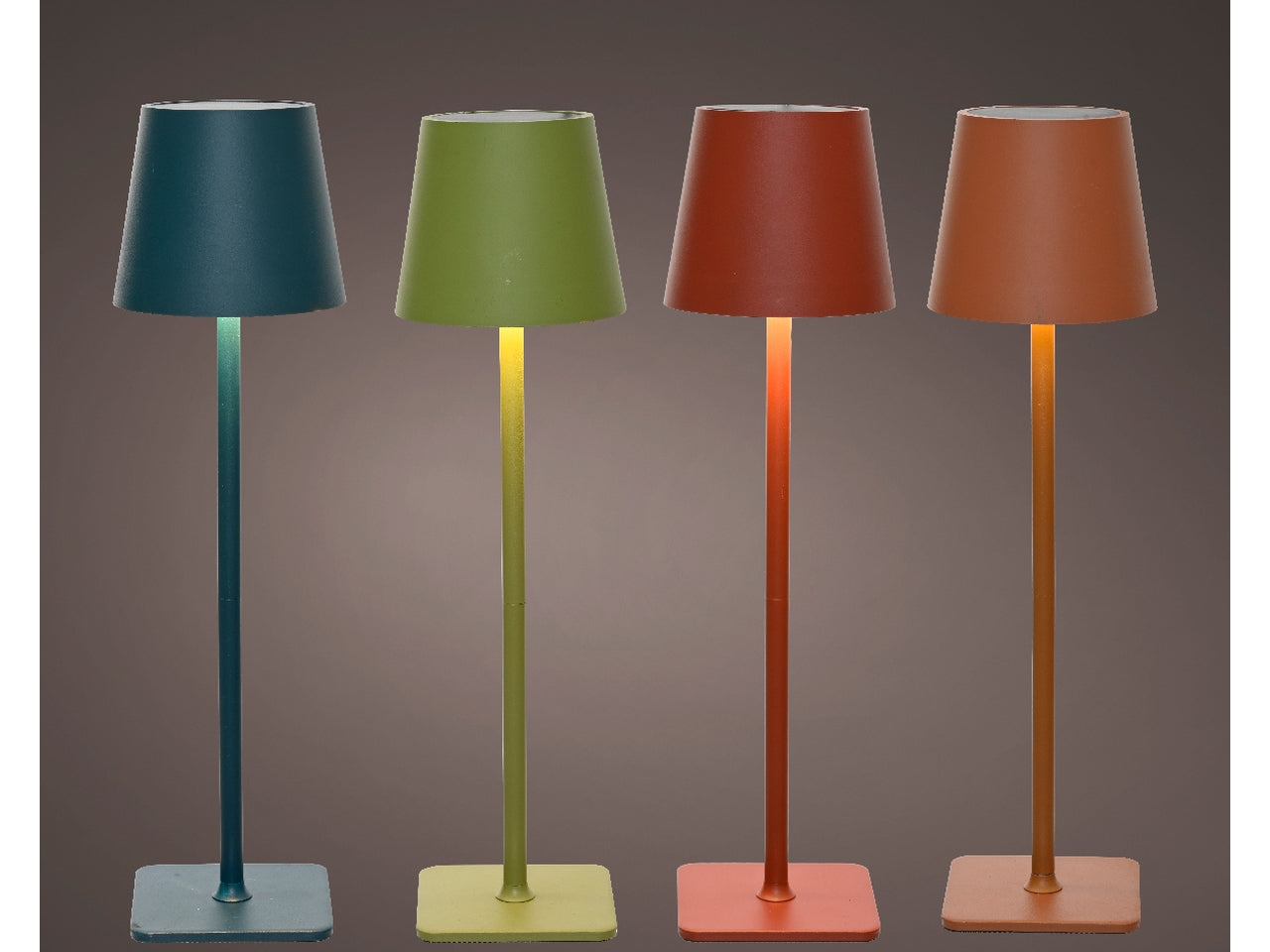 Lampada da tavolo solare a luce fissa in metallo diametro 11cm x 37cm luce bianco caldo in 4 colori assortiti
