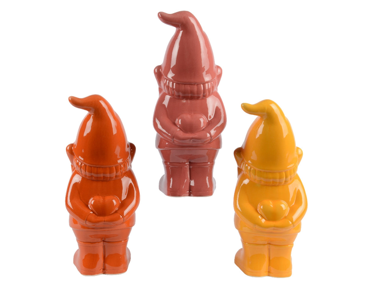 Gnomo in ceramica 15x14cm x altezza 35cm in 3 colori assortiti