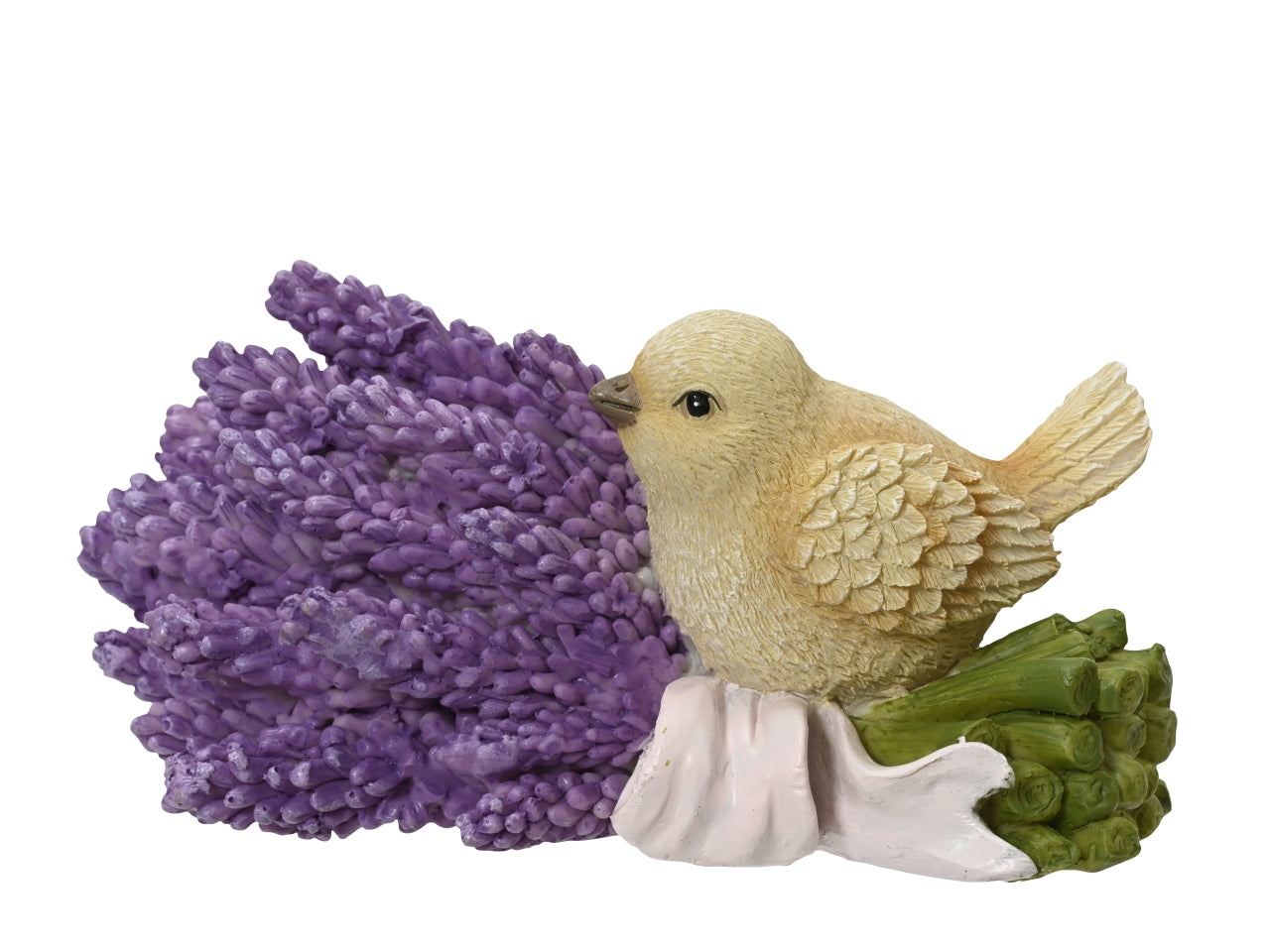 Statua uccellino in poliresina, shabby, colori viola, beige, verde, 16x8x7,5cm - Kaemingk