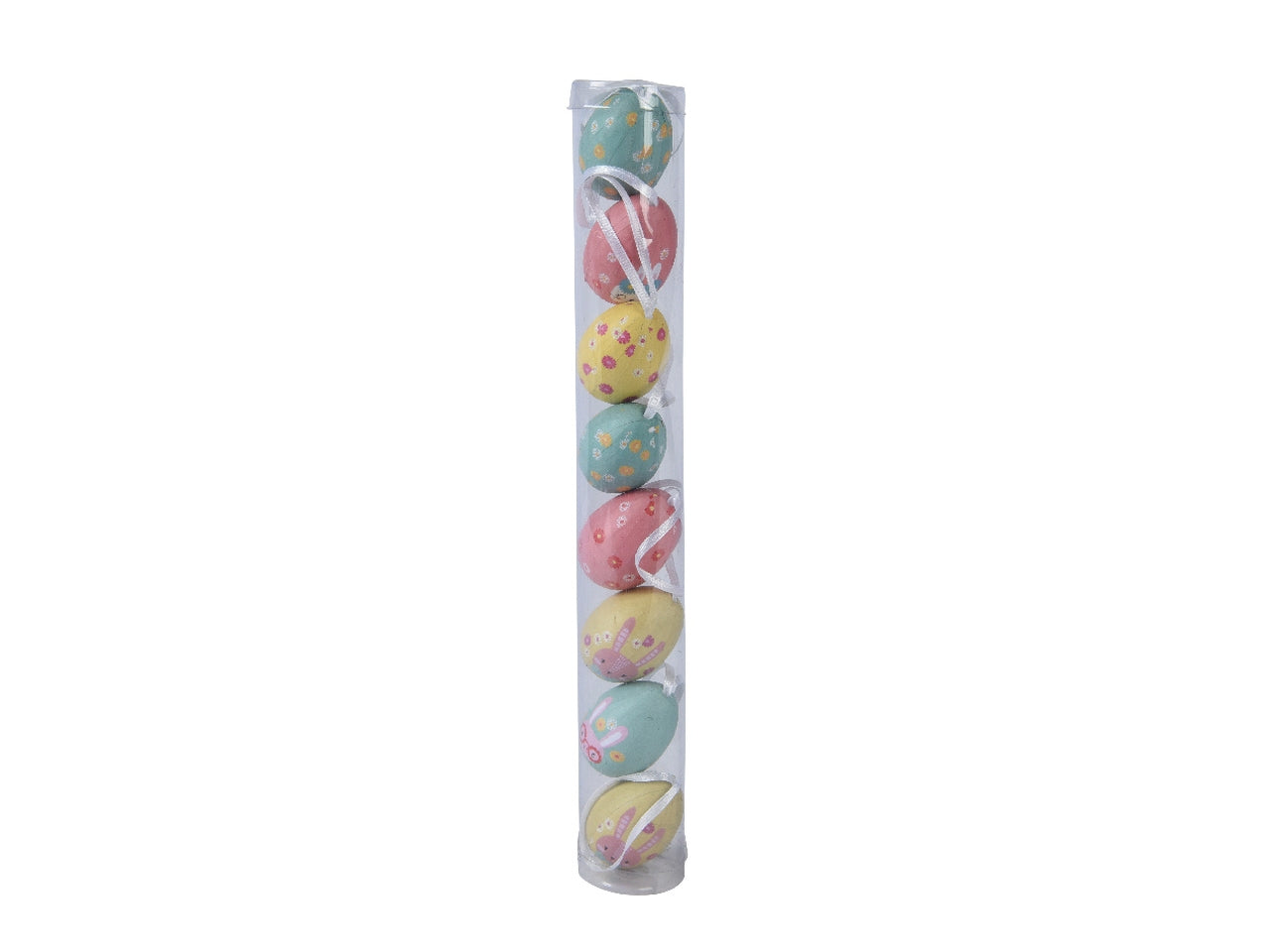 Set da 8 - Ovetti pasquali decorati, in polistirolo multicolor con fantasia assortita - 3,5x5 cm - Kaemingk