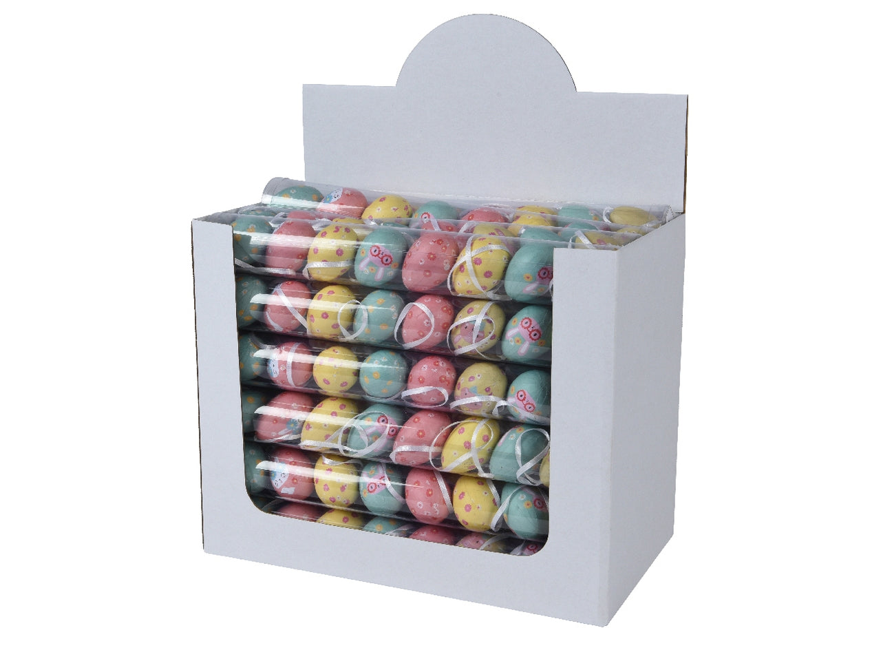 Set da 8 - Ovetti pasquali decorati, in polistirolo multicolor con fantasia assortita - 3,5x5 cm - Kaemingk