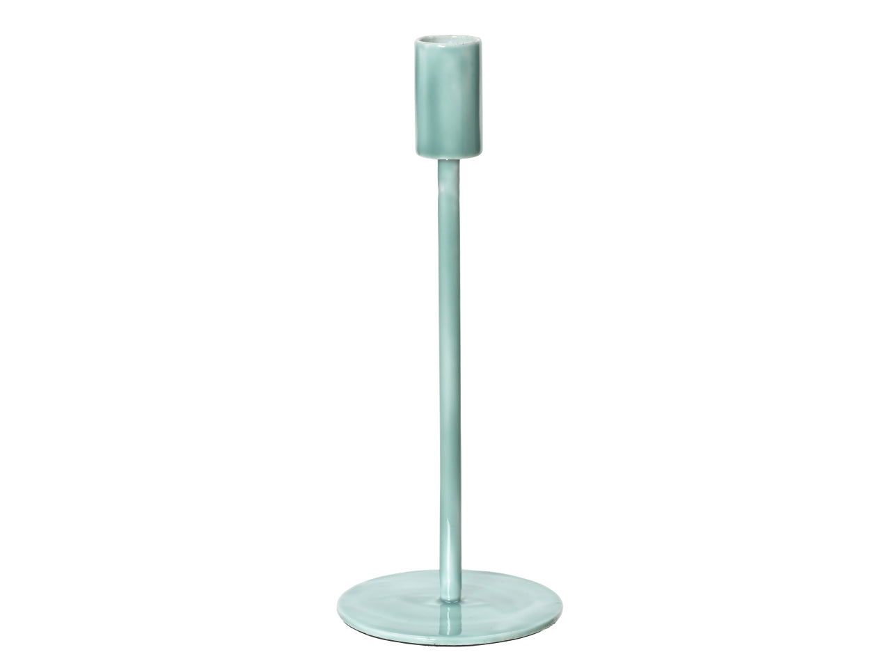 Portacandele moderno in alluminio smaltato lucido verde chiaro, 22,5x9 cm- Kaemingk