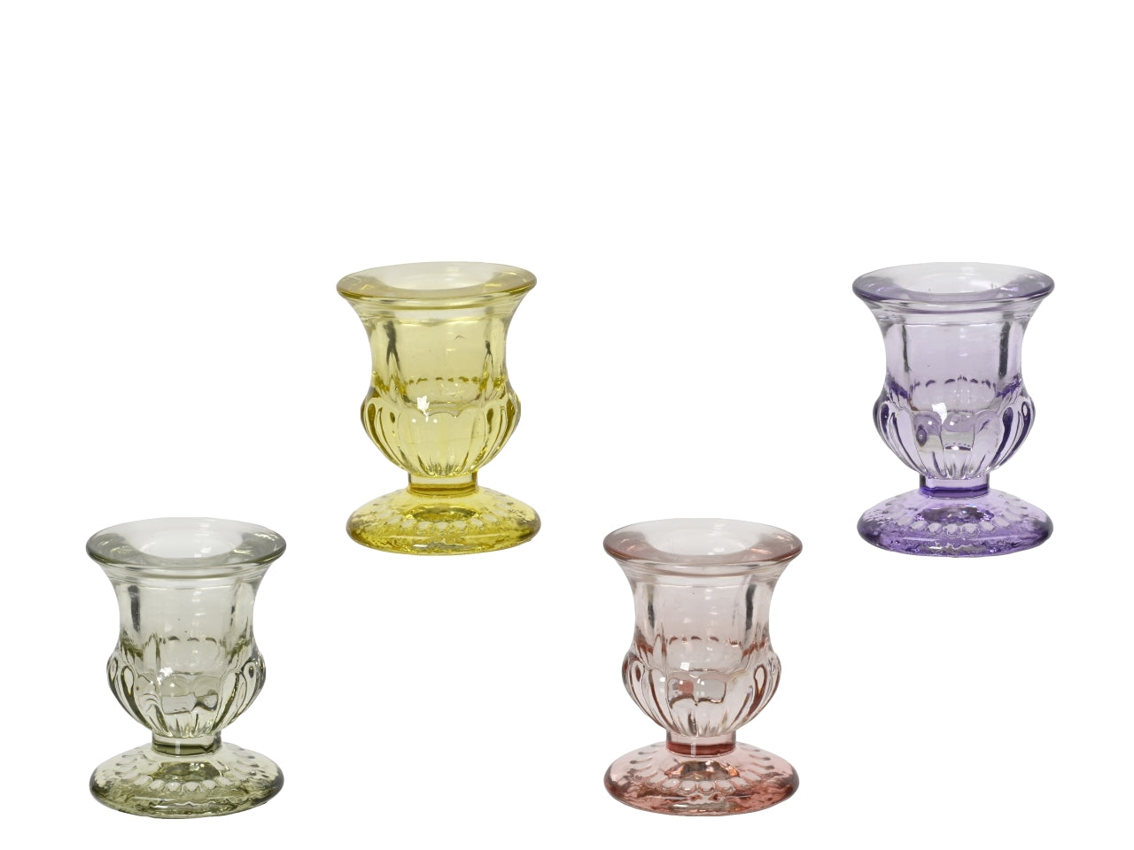 Porta Candele Country in Vetro Colorato, Disponibile in 4 Colori, per Candele da 2,5cm - 6x4,5cm - Kaemingk