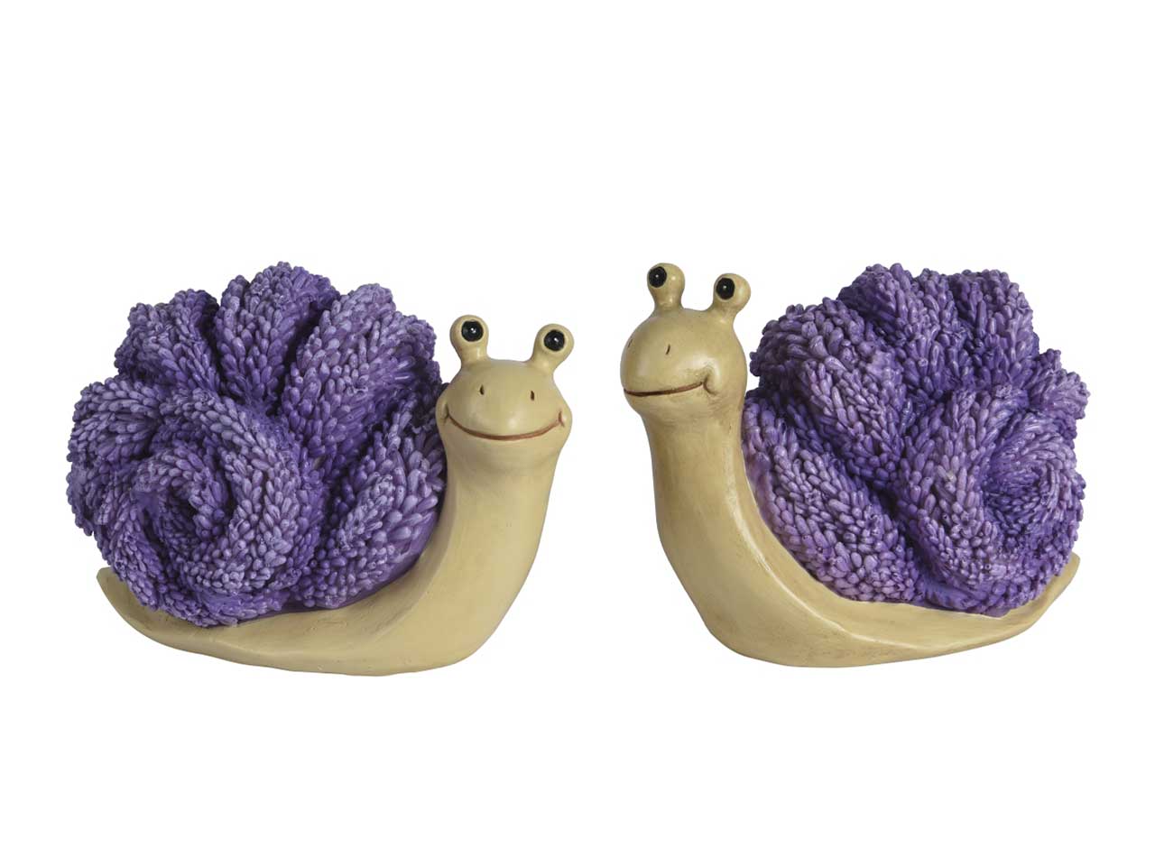 Soprammobile lumaca in poliresina, stile shabby con guscio di lavanda, 17x9xh.12cm, colori viola e beige - Kaemingk