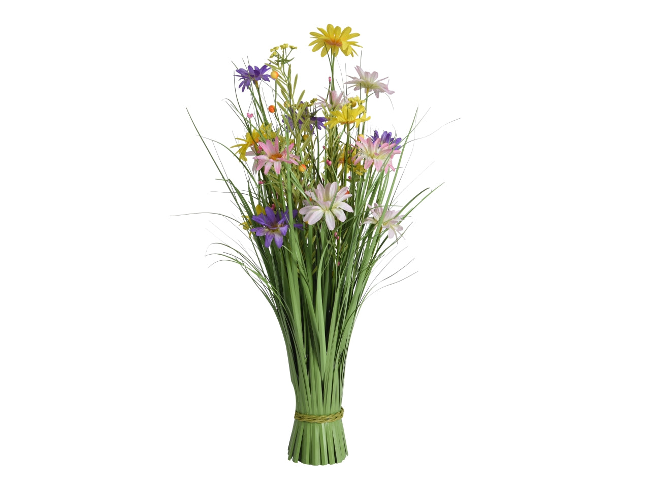 Mazzetto artificiale erba e fiori di campo in plastica multicolor - 30xh.70 cm - Kaemingk