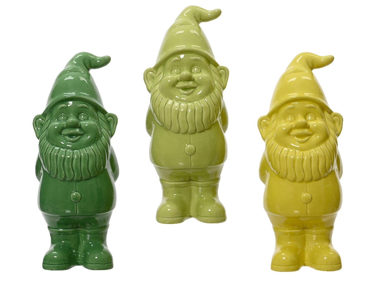 Gnomo in ceramica misure 15x14cm x altezza 34,5cm in 3 colori assortiti
