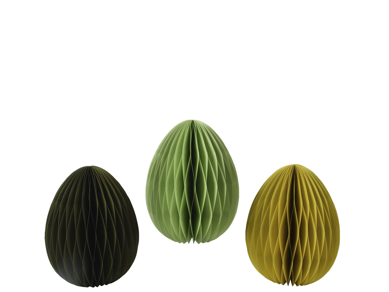 Uovo di carta h.28xd.21cm disponibile nei colori verde chiaro, verde oliva e giallo