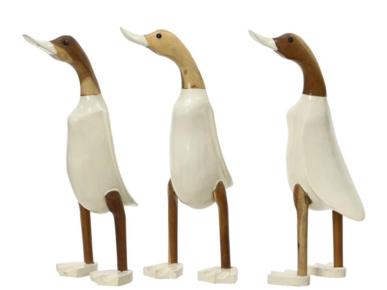 Statua Decorativa "Papera" in Legno - Stile Rustico, Disponibile in Bianco e Marrone - 14,5x12x31cm - Kaemingk