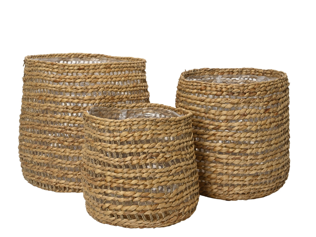 Set da 3 portavasi jungle in giacinto d'acqua forma cilindrica, set da 3 con diametri 44,5/37/32cm - Kaemingk