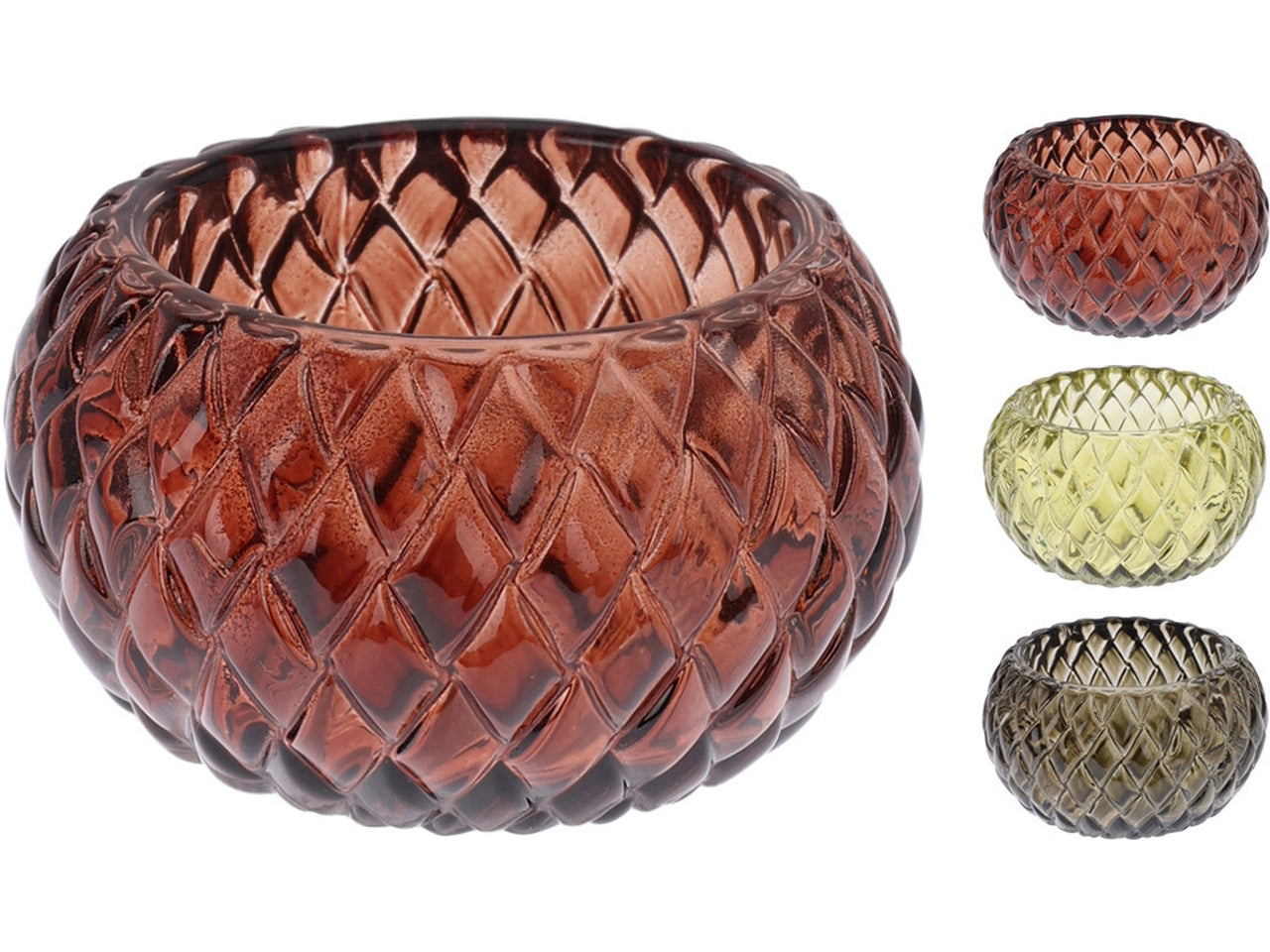 Porta tealight diamond in 3 assortimenti