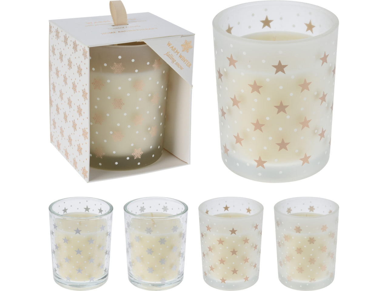 Vaso in vetro con candela 10cm in 4 assortimenti