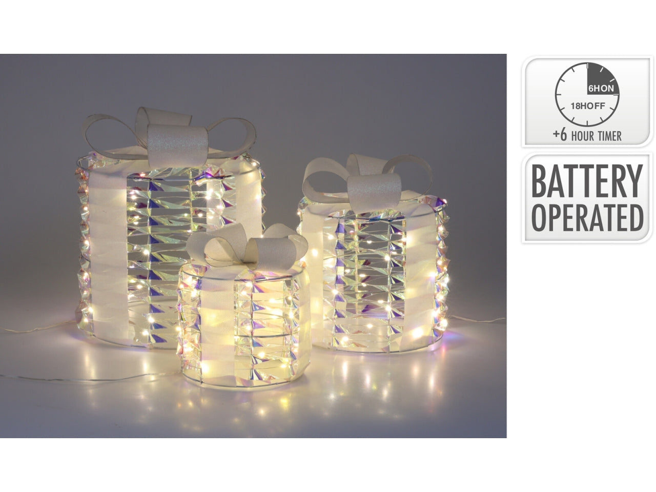Pacchi regalo con led iridescente 17/20/30cm il set comprende 3 pacchi