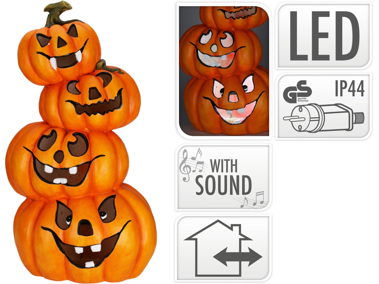Zucche decorative per halloween con luce led e suoni