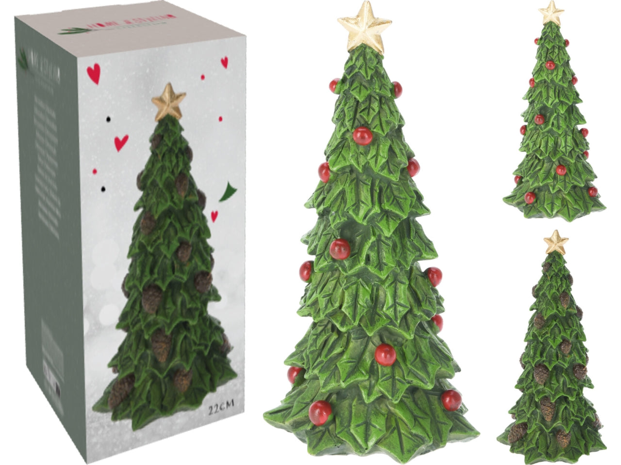 Alberello di natale in resina 10x22cm in 2 assortimenti