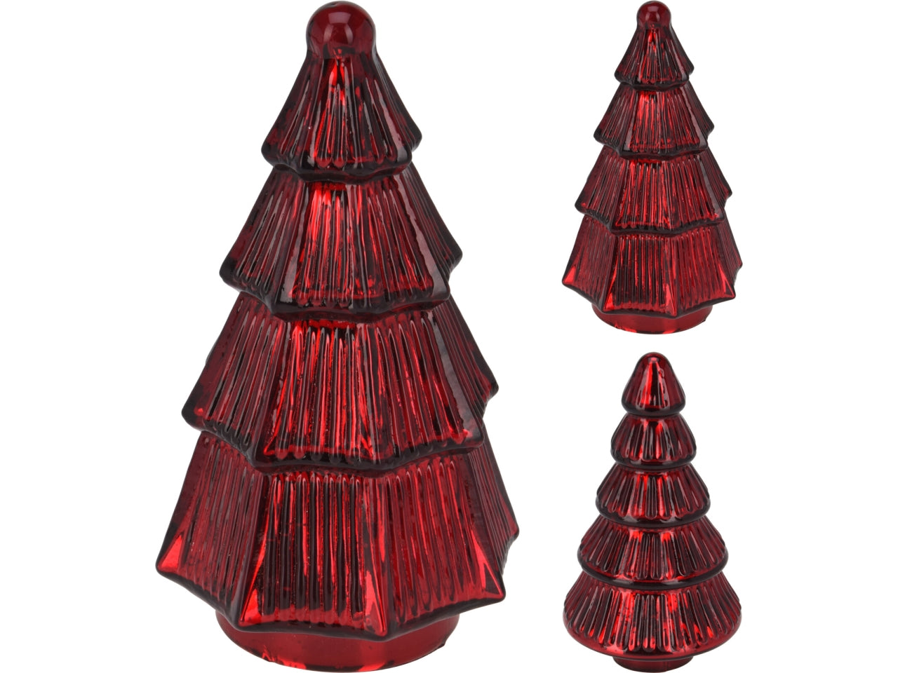 Alberelloo natalizio decorativo in vetro rosso in 2 assortimenti