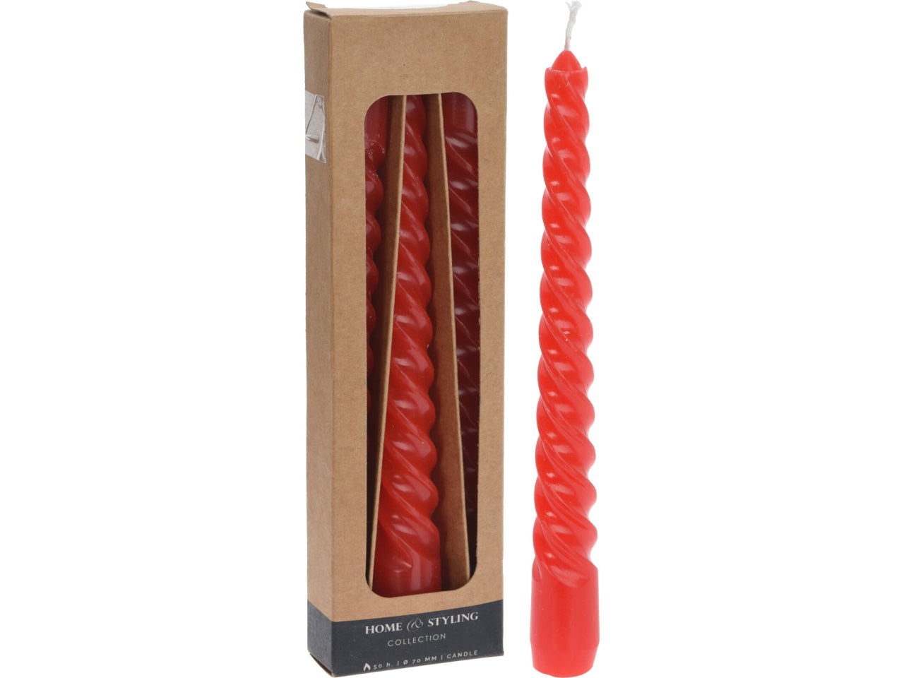 Candele a torciglione 2x19cm rossa il set contiene 3 candele