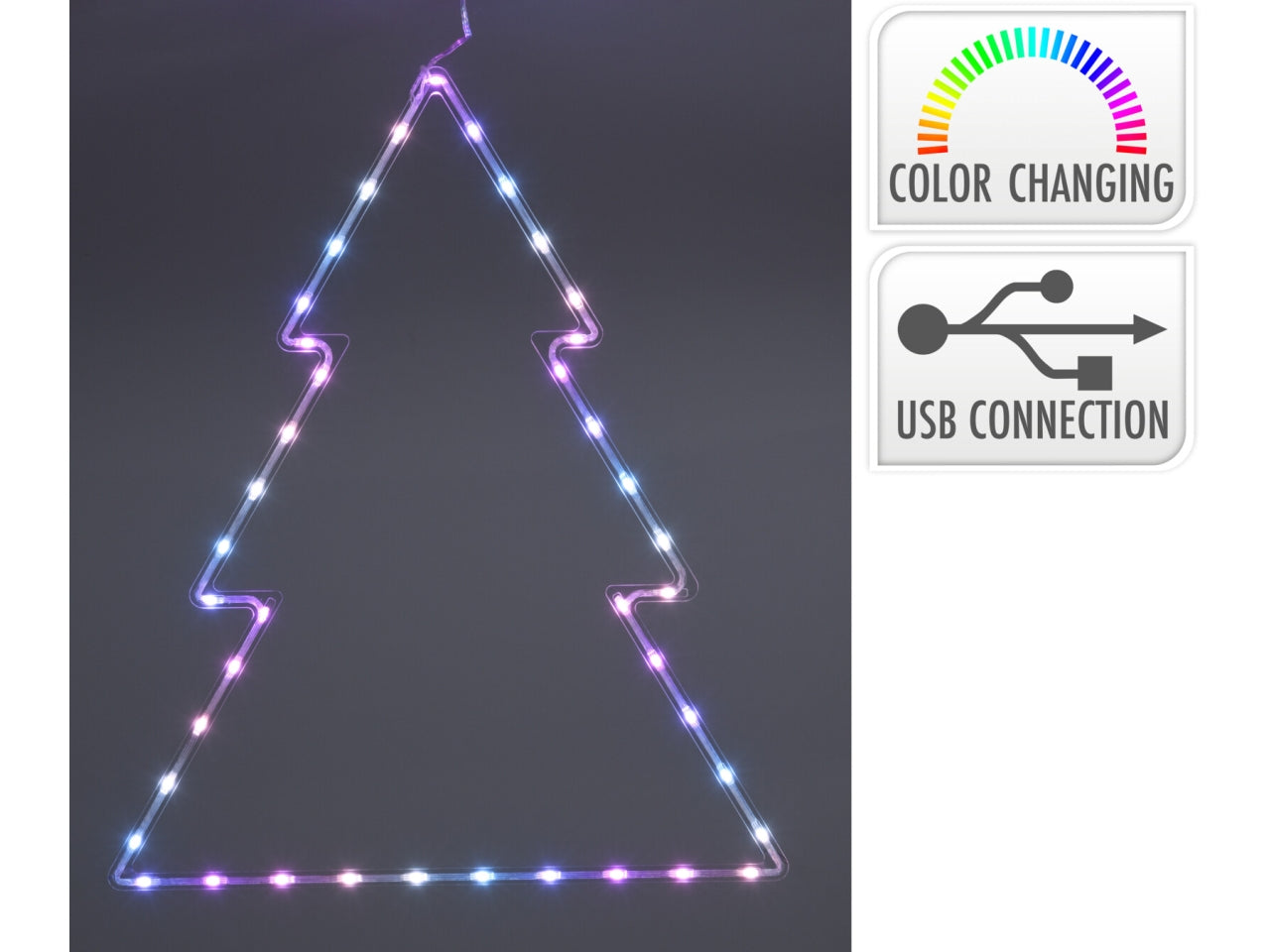 Albero decorativo con 41 led rgb 48x60cm usb