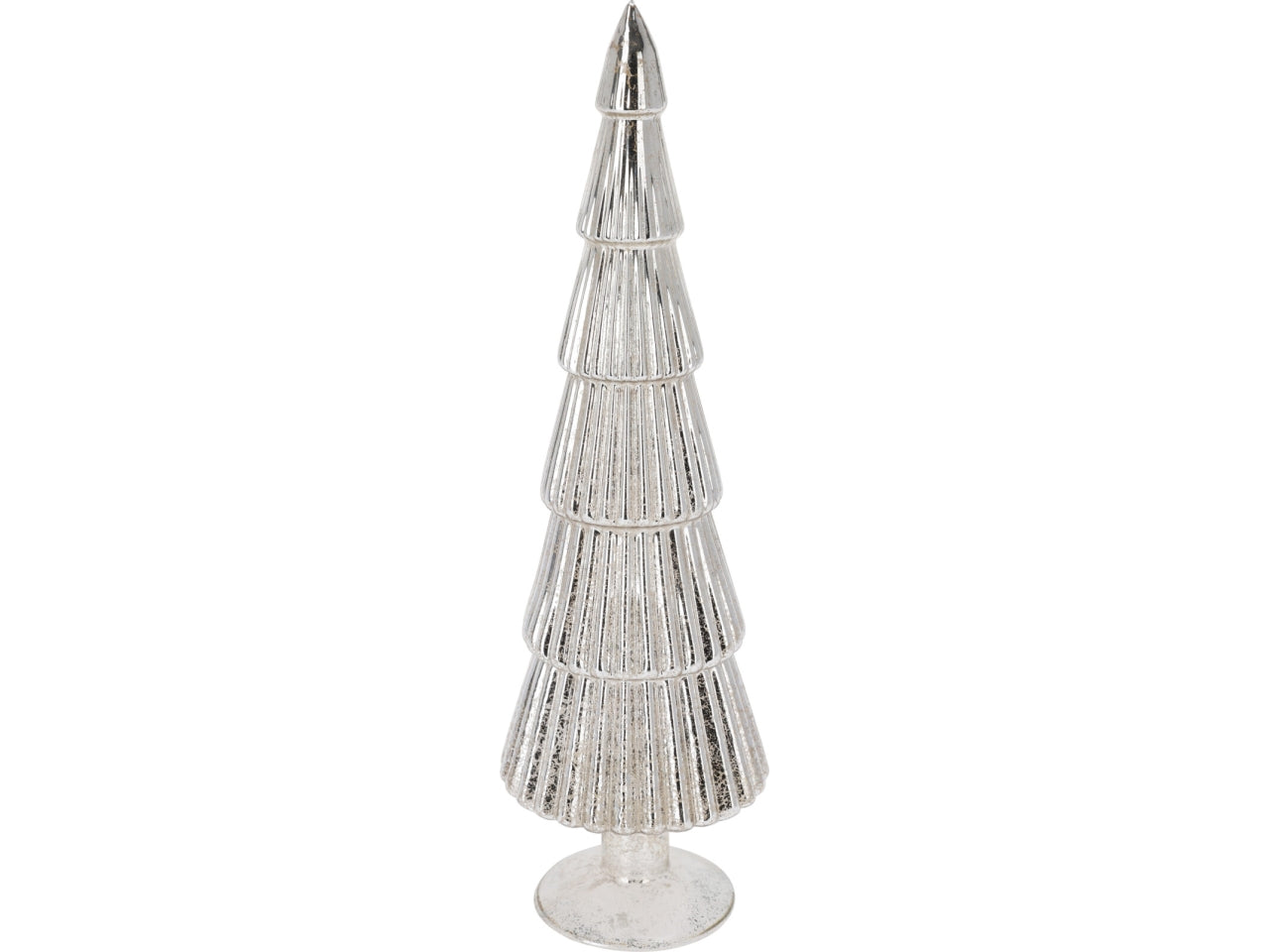 Alberello natalizio decorativo in vetro 34cm argento