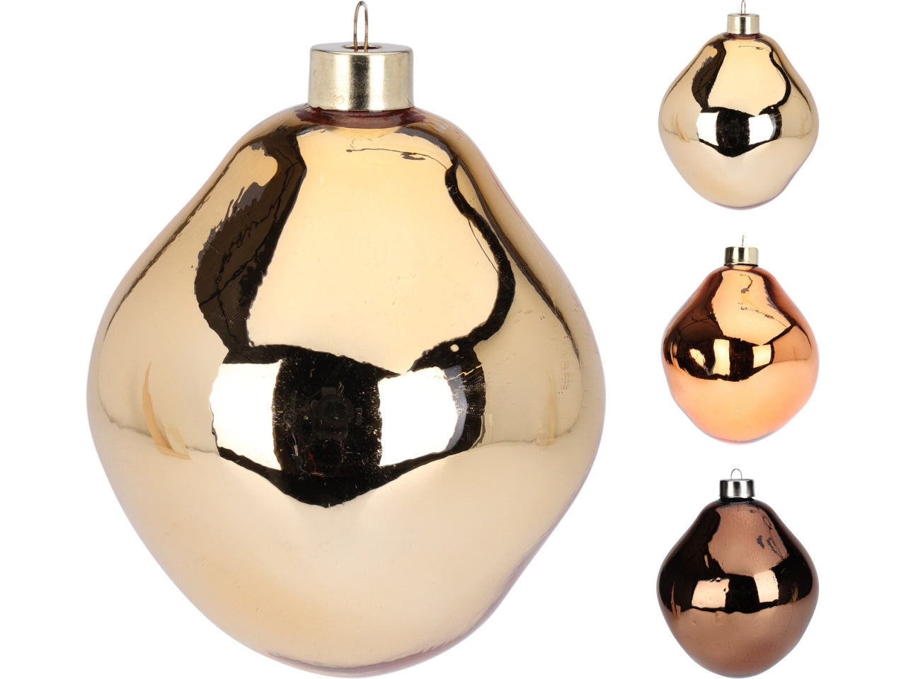 Palla di natale in vetro oro 10cm in 2 assortimenti